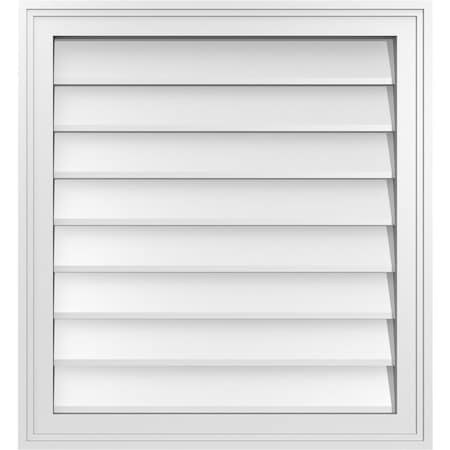 Ekena Millwork Vertical Surface Mount PVC Gable Vnt: Non-Functional, w/2"W x 1-1/2"H, Brickmould Frame, 24"W x 26"H GVPVE24X2602SN